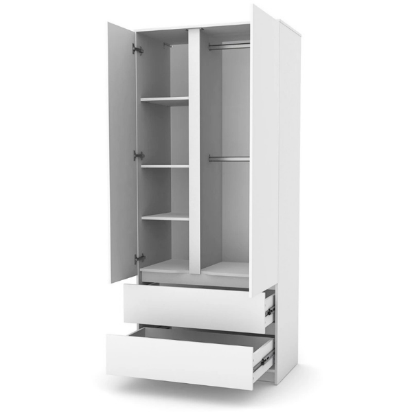 Dvoudveřová šatní skříň Lovitto Gekko. 90х50х207cm. Bílá